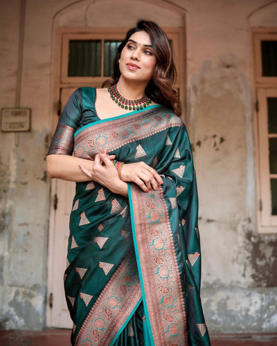 Pure Gaji Silk Saree Weaved With Zari Comes With Tassels - Almaari Fashion