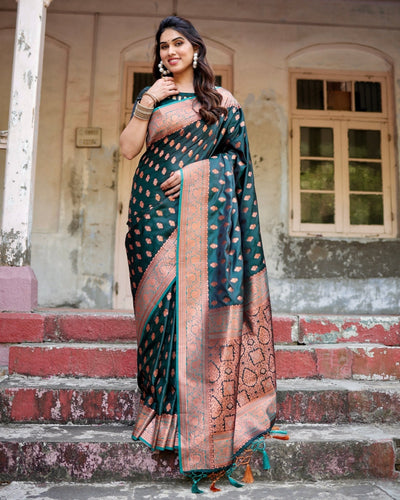 Pure Gaji Silk Saree Weaved With Zari Comes With Tassels - Almaari Fashion