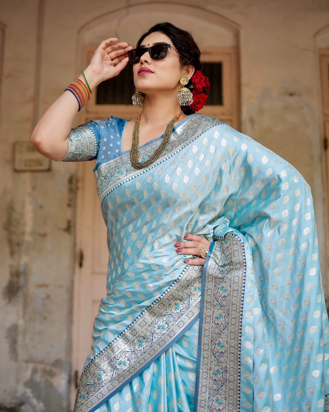 Pure Gaji Silk Saree Weaved With Zari Comes With Tassels - Almaari Fashion