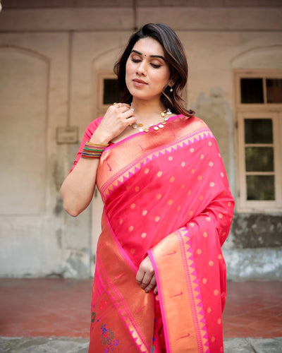 Pure Gaji Silk Saree Weaved With Zari Comes With Tassels - Almaari Fashion