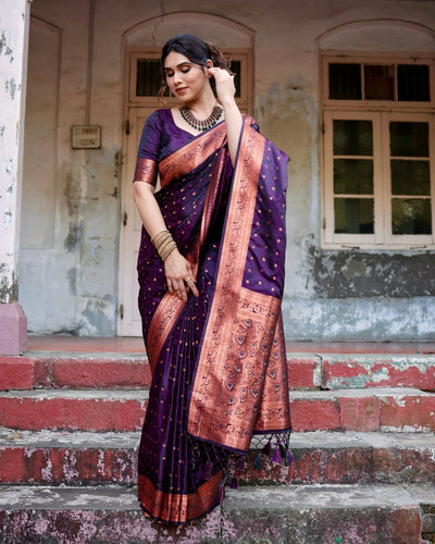 Pure Gaji Silk Saree Weaved With Zari Comes With Tassels - Almaari Fashion