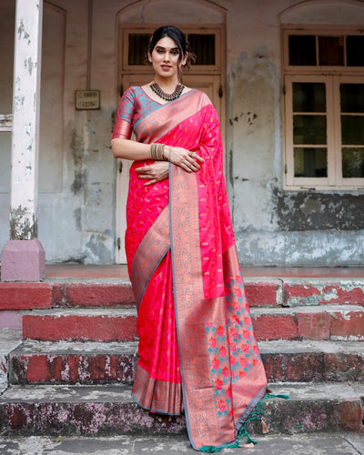 Pure Gaji Silk Saree Weaved With Zari Comes With Tassels - Almaari Fashion