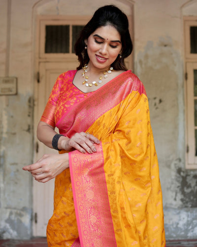 Pure Gaji Silk Saree Weaved With Zari Comes With Tassels - Almaari Fashion