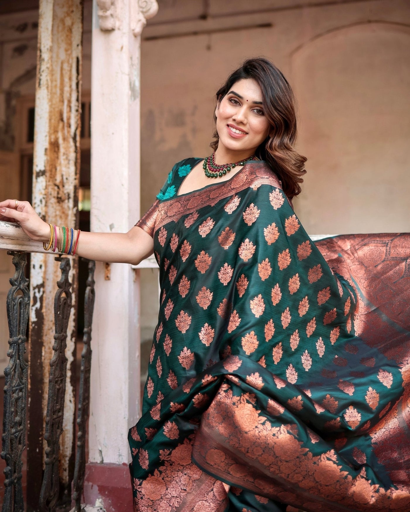 Pure Gaji Silk Saree Weaved With Zari Comes With Tassels - Almaari Fashion