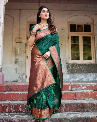 Pure Gaji Silk Saree Weaved With Zari Comes With Tassels - Almaari Fashion