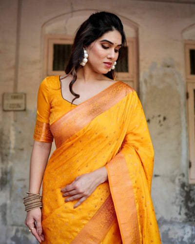 Pure Gaji Silk Saree Weaved With Zari Comes With Tassels - Almaari Fashion