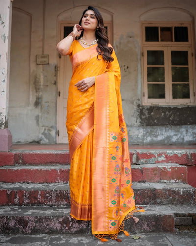 Pure Gaji Silk Saree Weaved With Zari Comes With Tassels - Almaari Fashion