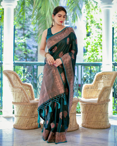 Pure Gaji Silk Saree Weaved With Zari Comes With Tassels - Almaari Fashion