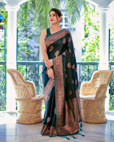 Pure Gaji Silk Saree Weaved With Zari Comes With Tassels - Almaari Fashion