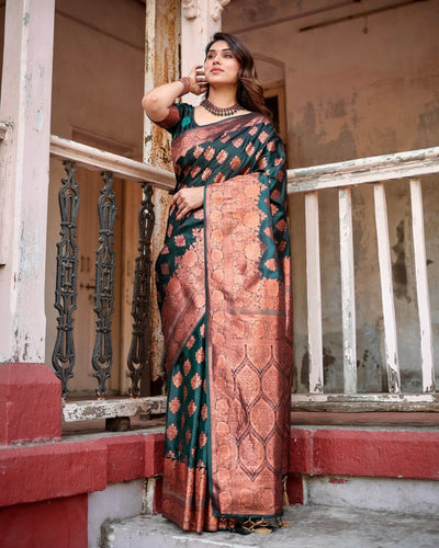 Pure Gaji Silk Saree Weaved With Zari Comes With Tassels - Almaari Fashion