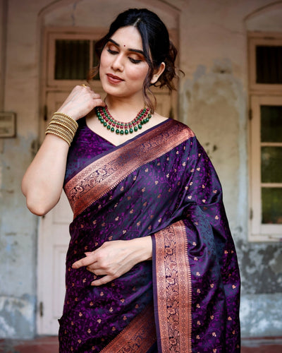 Pure Gaji Silk Saree Weaved With Zari Comes With Tassels - Almaari Fashion