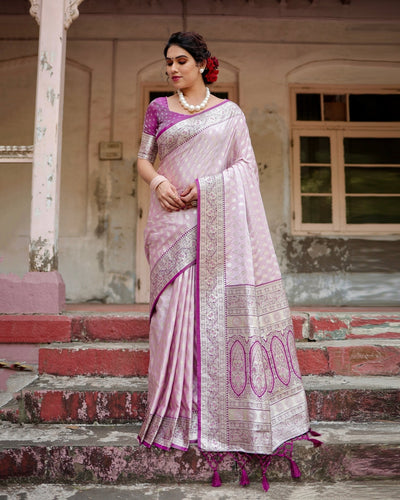 Pure Gaji Silk Saree Weaved With Zari Comes With Tassels - Almaari Fashion