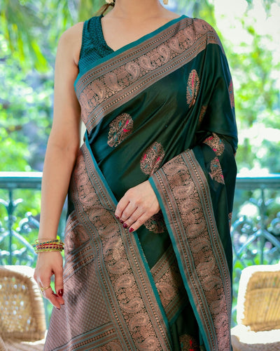 Pure Gaji Silk Saree Weaved With Zari Comes With Tassels - Almaari Fashion