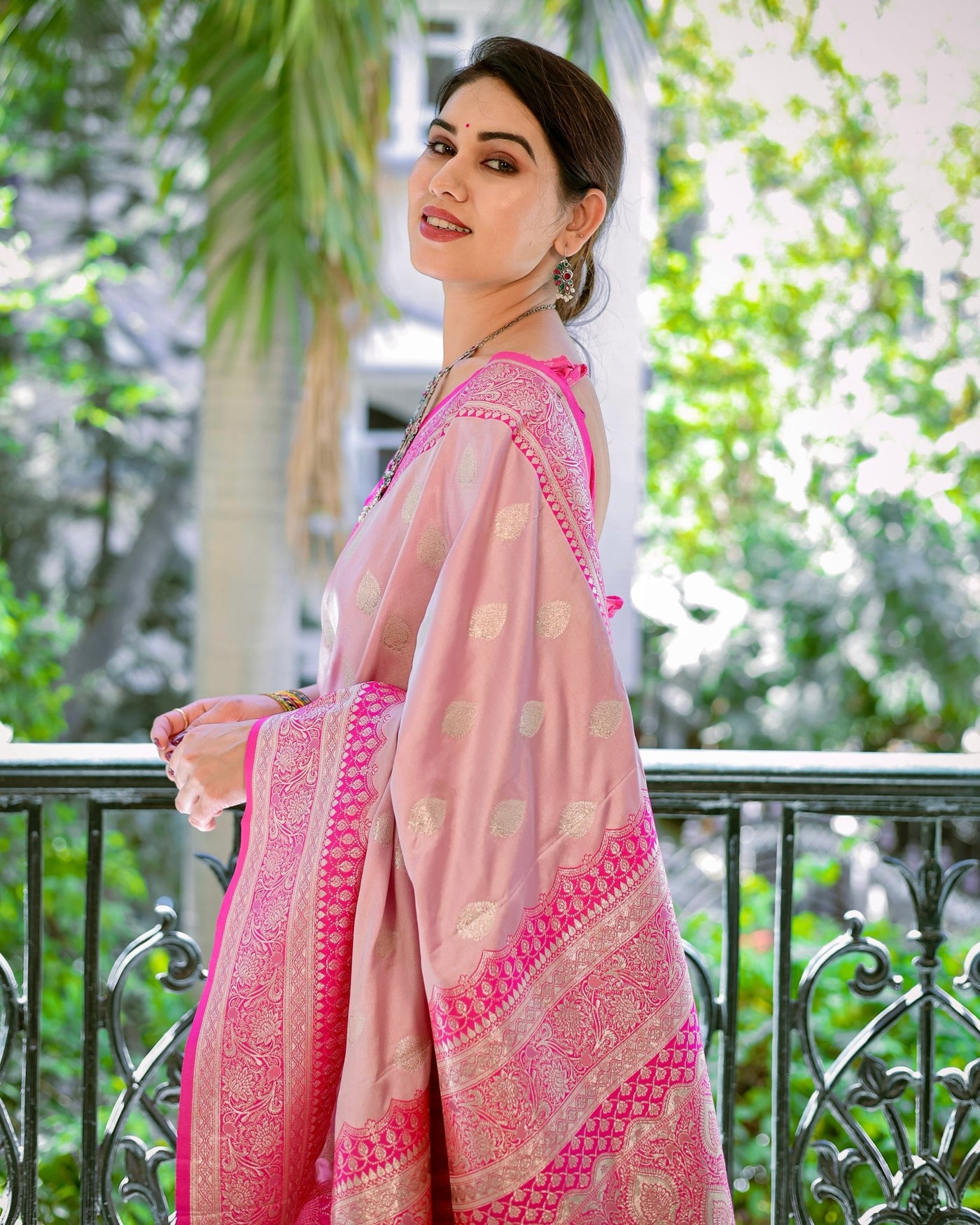 Pure Gaji Silk Saree Weaved With Zari Comes With Tassels - Almaari Fashion