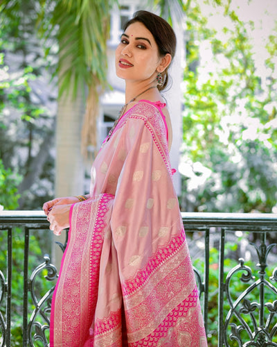 Pure Gaji Silk Saree Weaved With Zari Comes With Tassels - Almaari Fashion