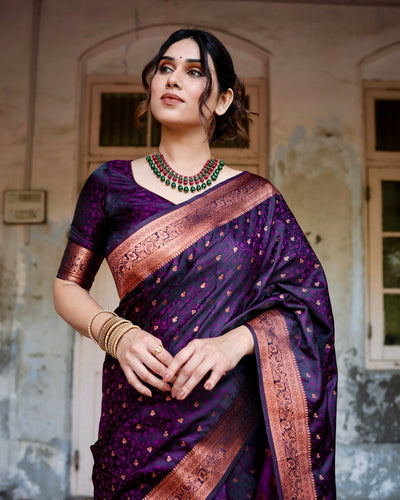 Pure Gaji Silk Saree Weaved With Zari Comes With Tassels - Almaari Fashion