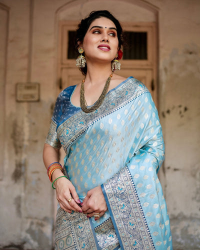 Pure Gaji Silk Saree Weaved With Zari Comes With Tassels - Almaari Fashion