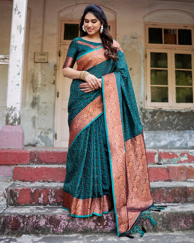 Pure Gaji Silk Saree Weaved With Zari Comes With Tassels - Almaari Fashion