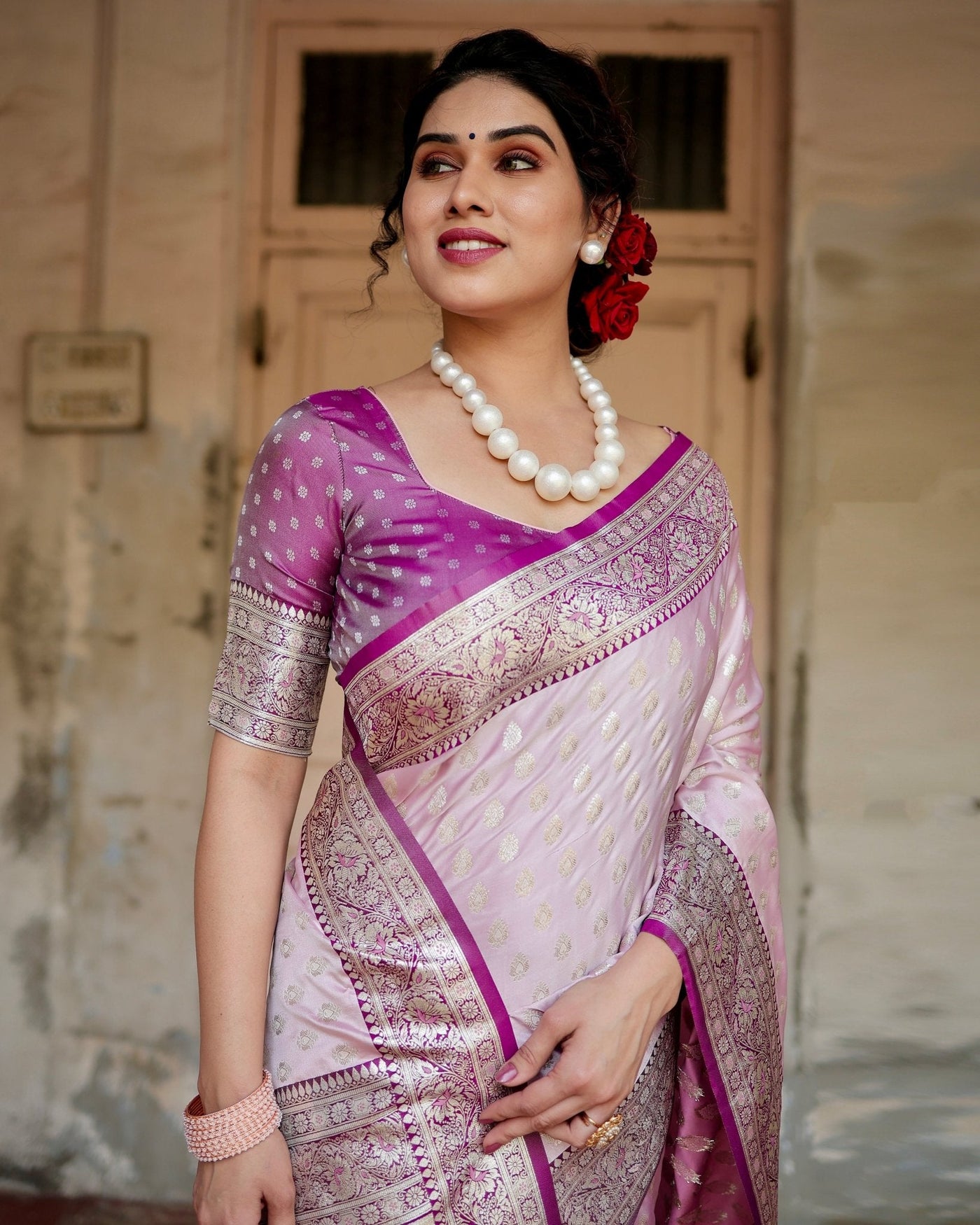 Pure Gaji Silk Saree Weaved With Zari Comes With Tassels - Almaari Fashion