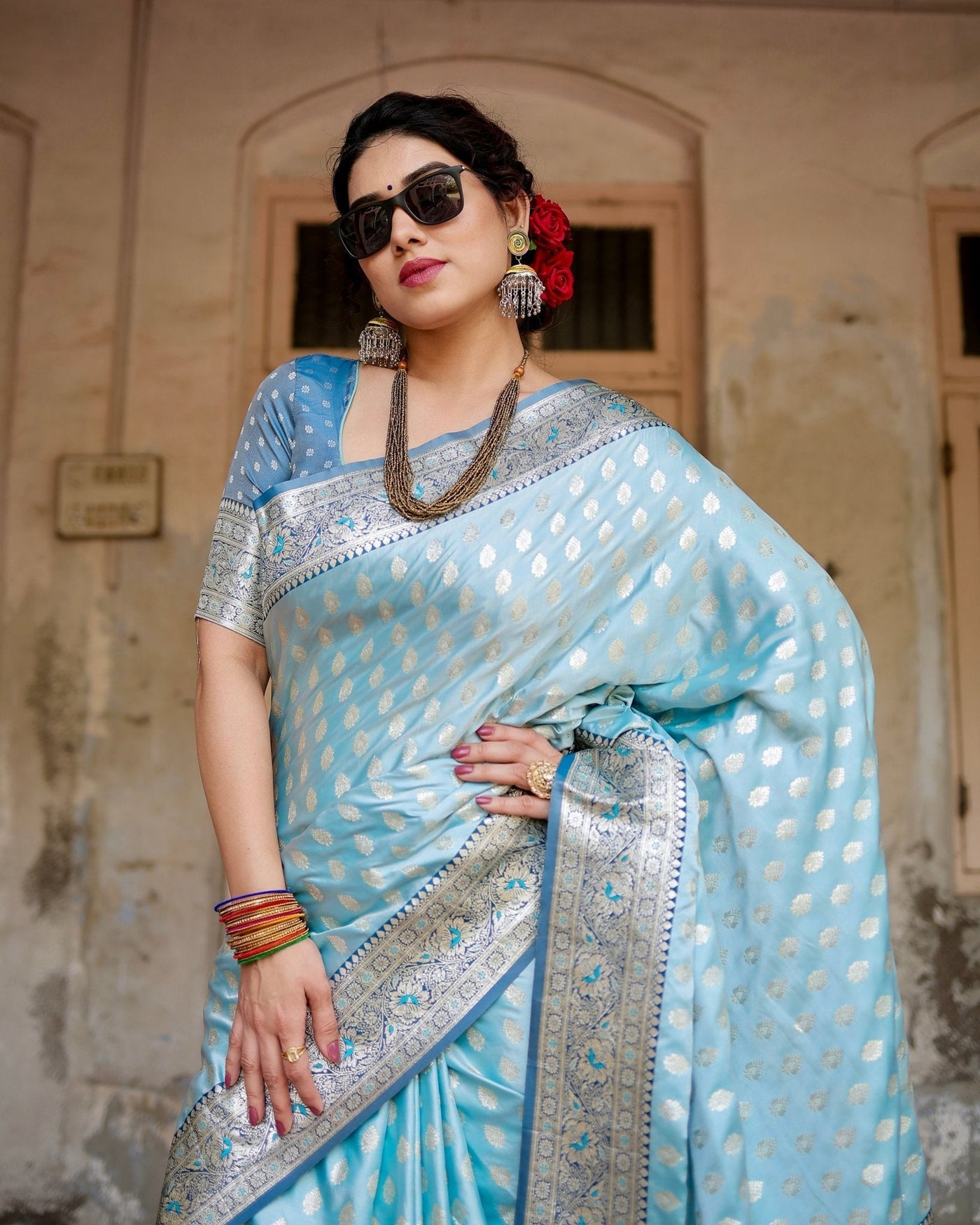 Pure Gaji Silk Saree Weaved With Zari Comes With Tassels - Almaari Fashion