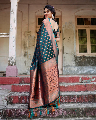 Pure Gaji Silk Saree Weaved With Zari Comes With Tassels - Almaari Fashion