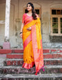 Pure Gaji Silk Saree Weaved With  Zari Comes With Tassels