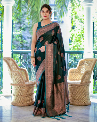 Pure Gaji Silk Saree Weaved With Zari Comes With Tassels - Almaari Fashion