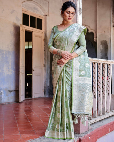 Pure Gaji Silk Saree Weaved With Zari Comes With Tassels - Almaari Fashion