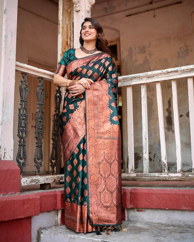 Pure Gaji Silk Saree Weaved With Zari Comes With Tassels - Almaari Fashion