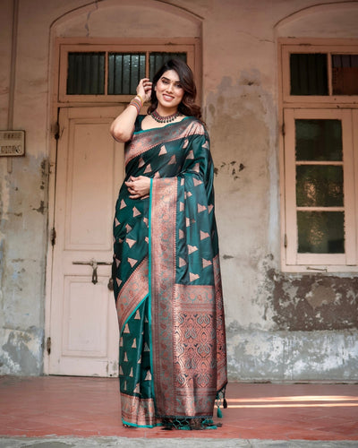 Pure Gaji Silk Saree Weaved With Zari Comes With Tassels - Almaari Fashion