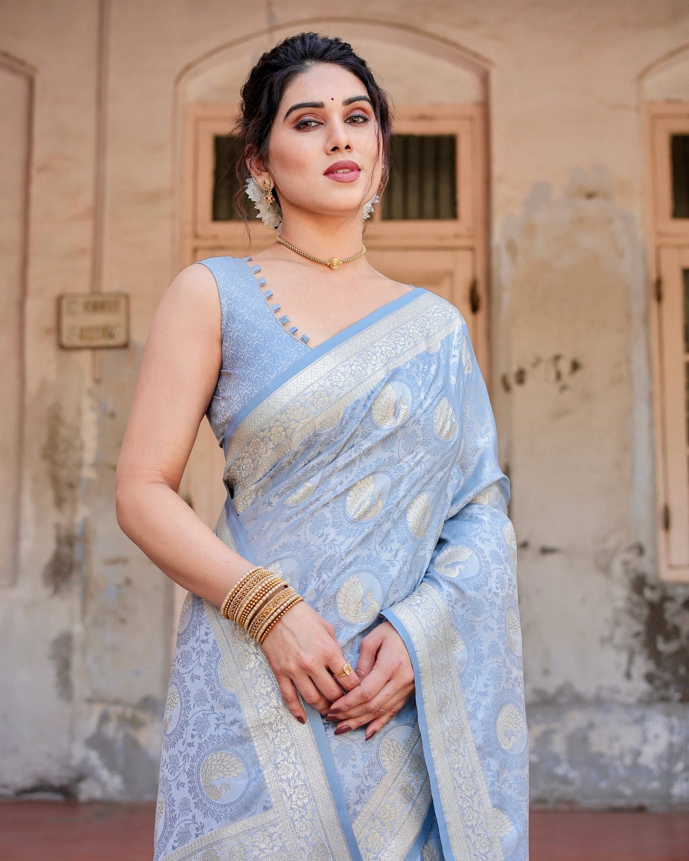 Pure Gaji Silk Saree Weaved With Zari Comes With Tassels - Almaari Fashion