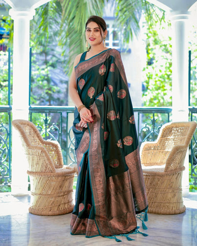 Pure Gaji Silk Saree Weaved With Zari Comes With Tassels - Almaari Fashion