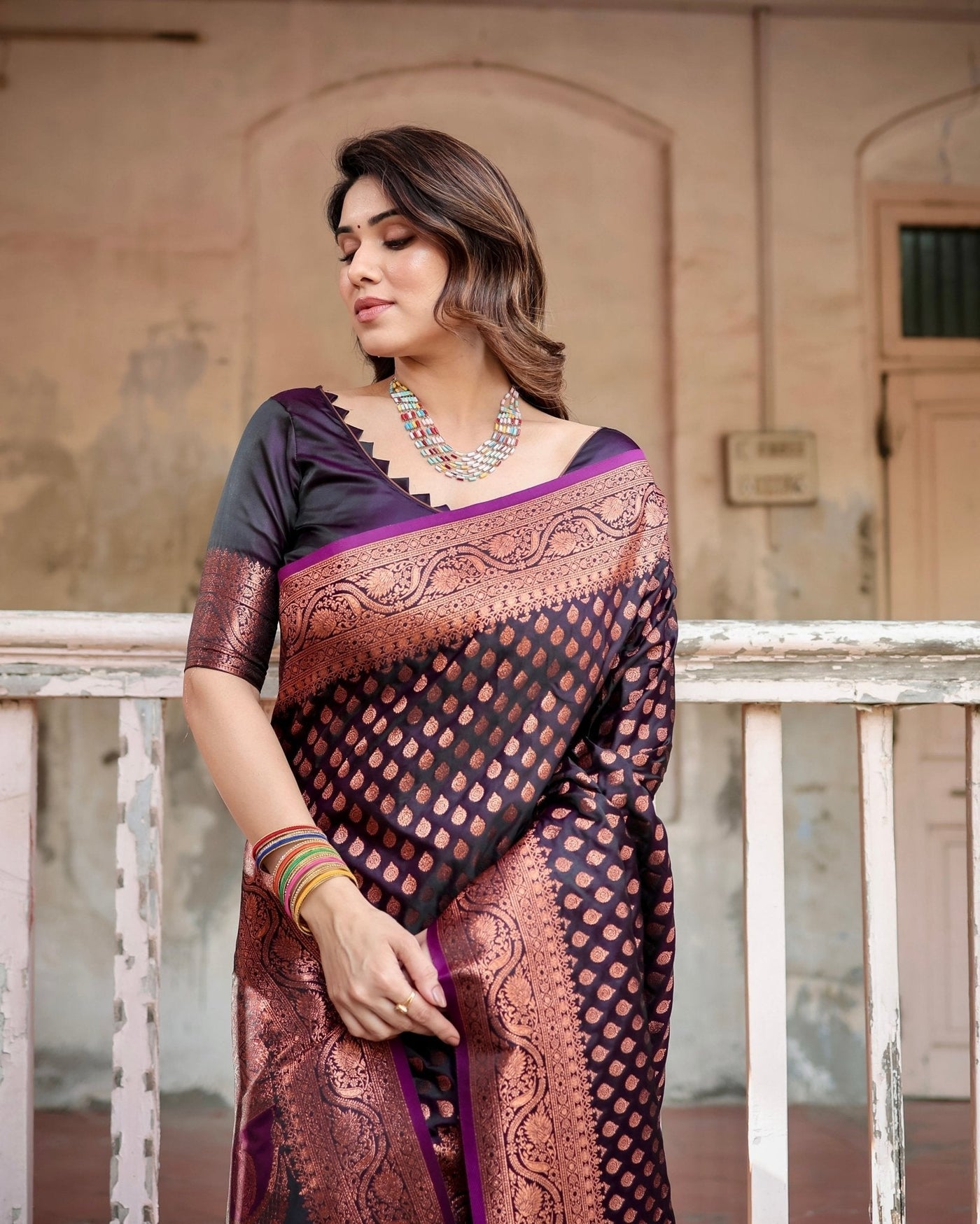 Pure Gaji Silk Saree Weaved With Zari Comes With Tassels - Almaari Fashion