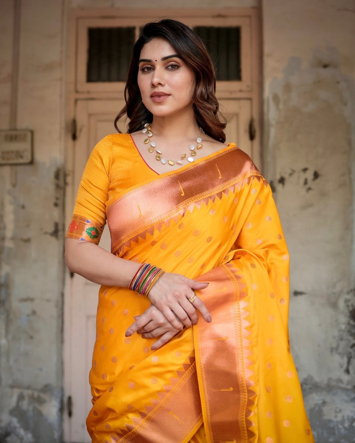 Pure Gaji Silk Saree Weaved With Zari Comes With Tassels - Almaari Fashion