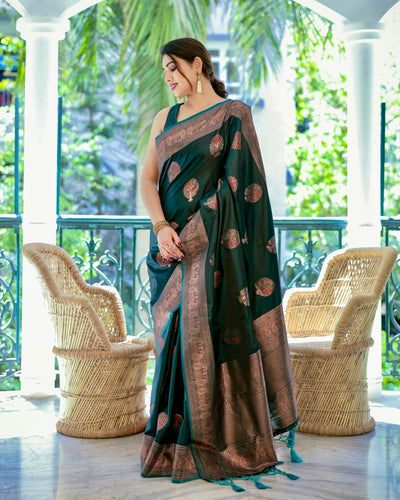 Pure Gaji Silk Saree Weaved With Zari Comes With Tassels - Almaari Fashion