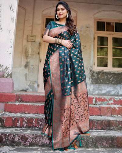 Pure Gaji Silk Saree Weaved With Zari Comes With Tassels - Almaari Fashion