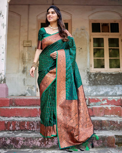 Pure Gaji Silk Saree Weaved With Zari Comes With Tassels - Almaari Fashion