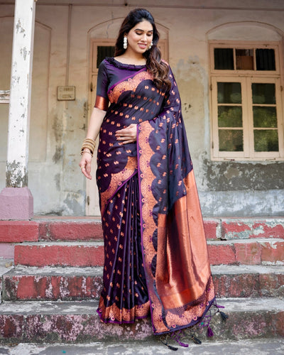 Pure Gaji Silk Saree Weaved With Zari Comes With Tassels - Almaari Fashion