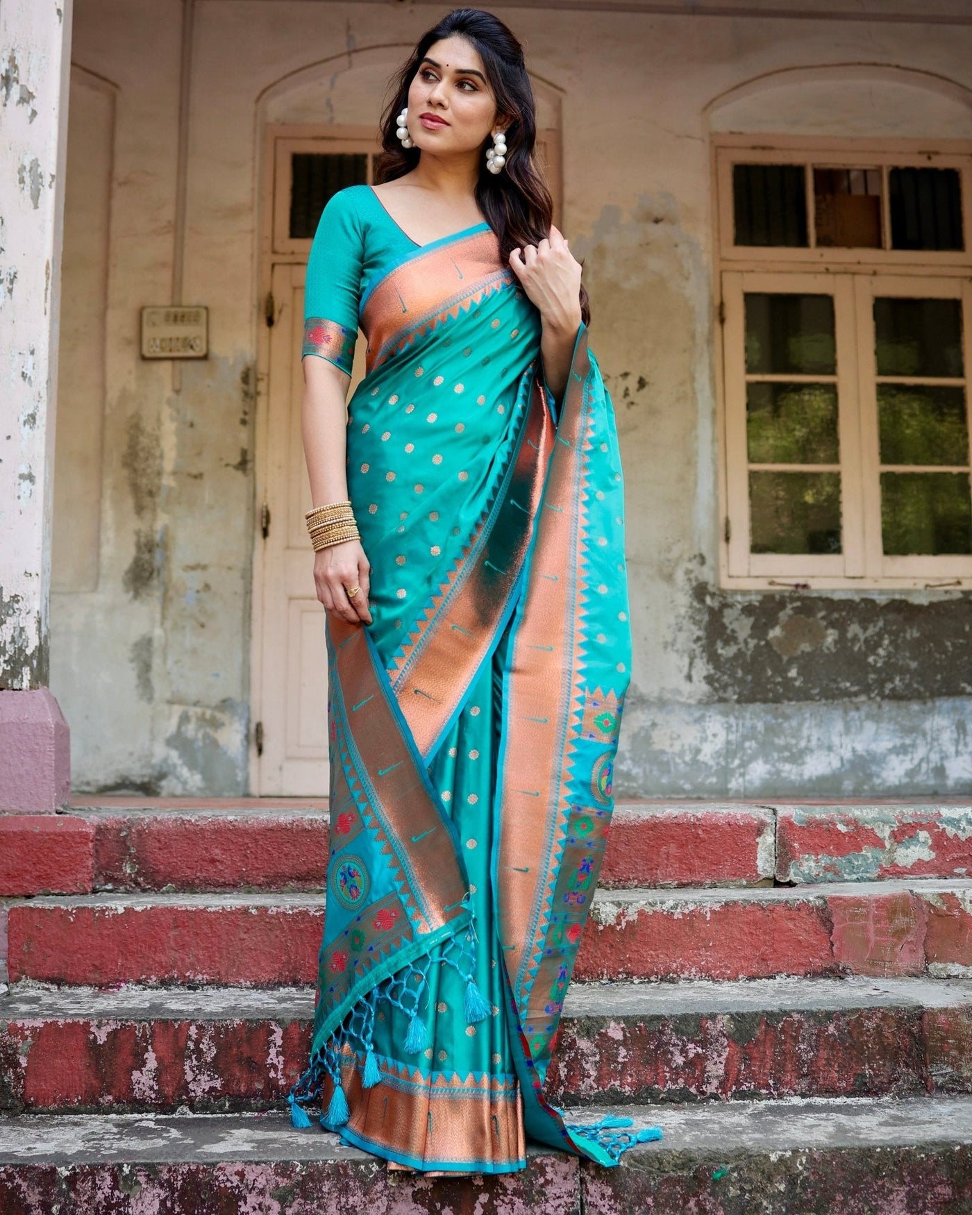 Pure Gaji Silk Saree Weaved With Zari Comes With Tassels - Almaari Fashion