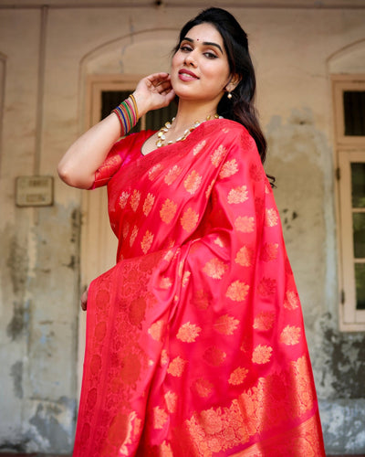 Pure Gaji Silk Saree Weaved With Zari Comes With Tassels - Almaari Fashion