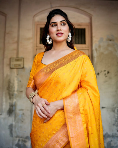 Pure Gaji Silk Saree Weaved With Zari Comes With Tassels - Almaari Fashion