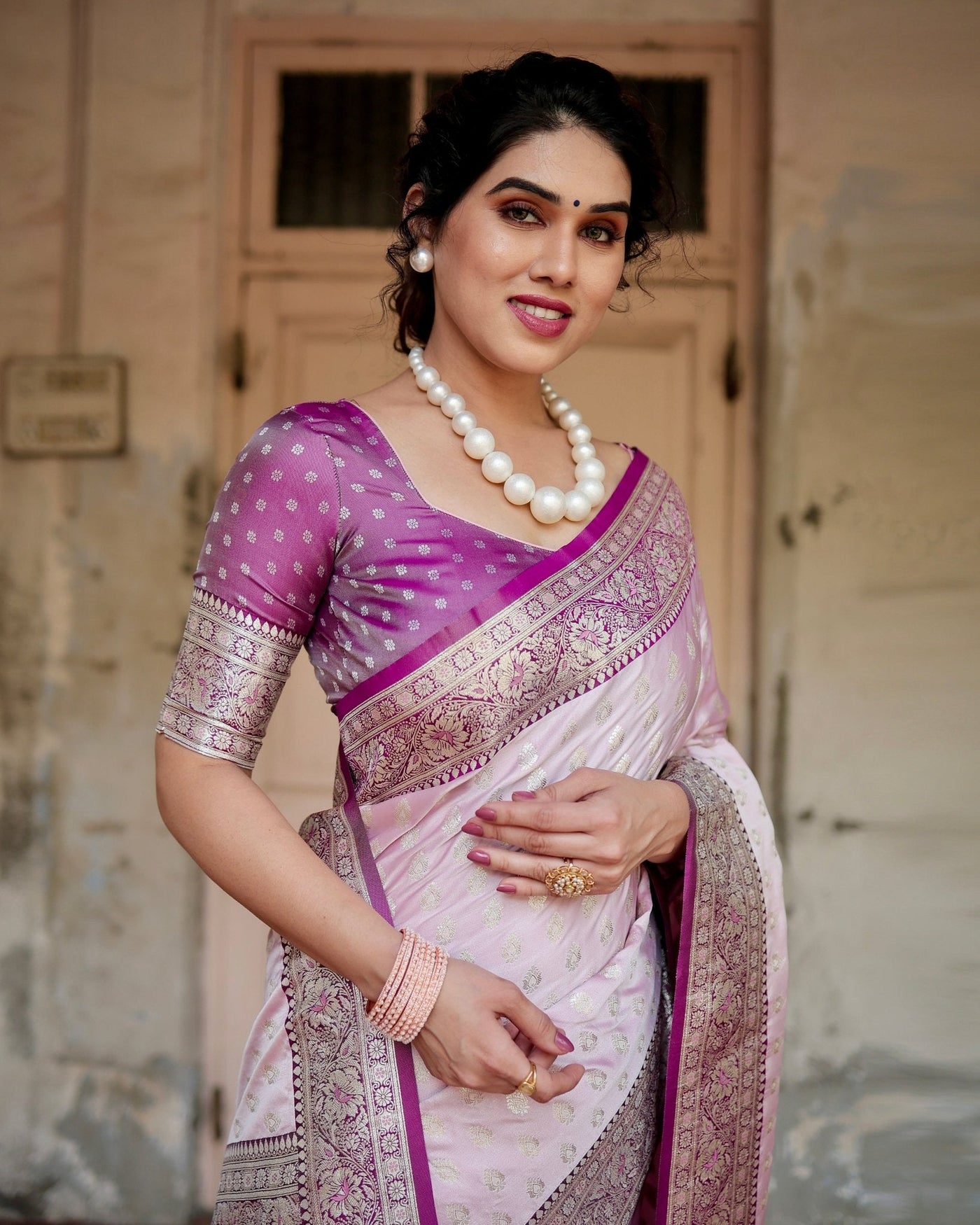 Pure Gaji Silk Saree Weaved With Zari Comes With Tassels - Almaari Fashion