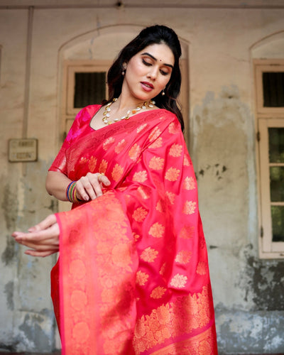 Pure Gaji Silk Saree Weaved With Zari Comes With Tassels - Almaari Fashion