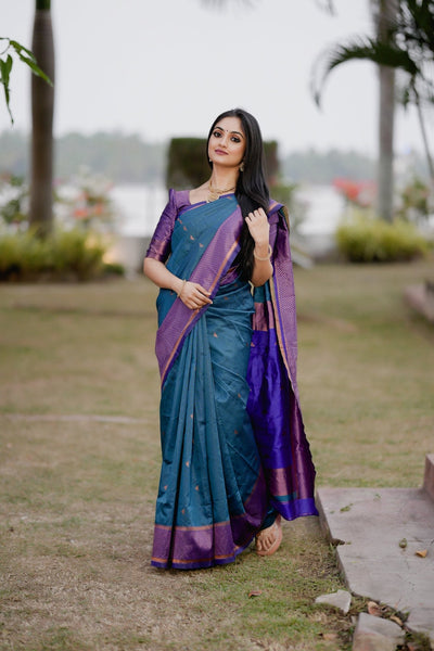 Pure Kanjivaram Silk Saree Stylish Blouse Piece - Almaari Fashion