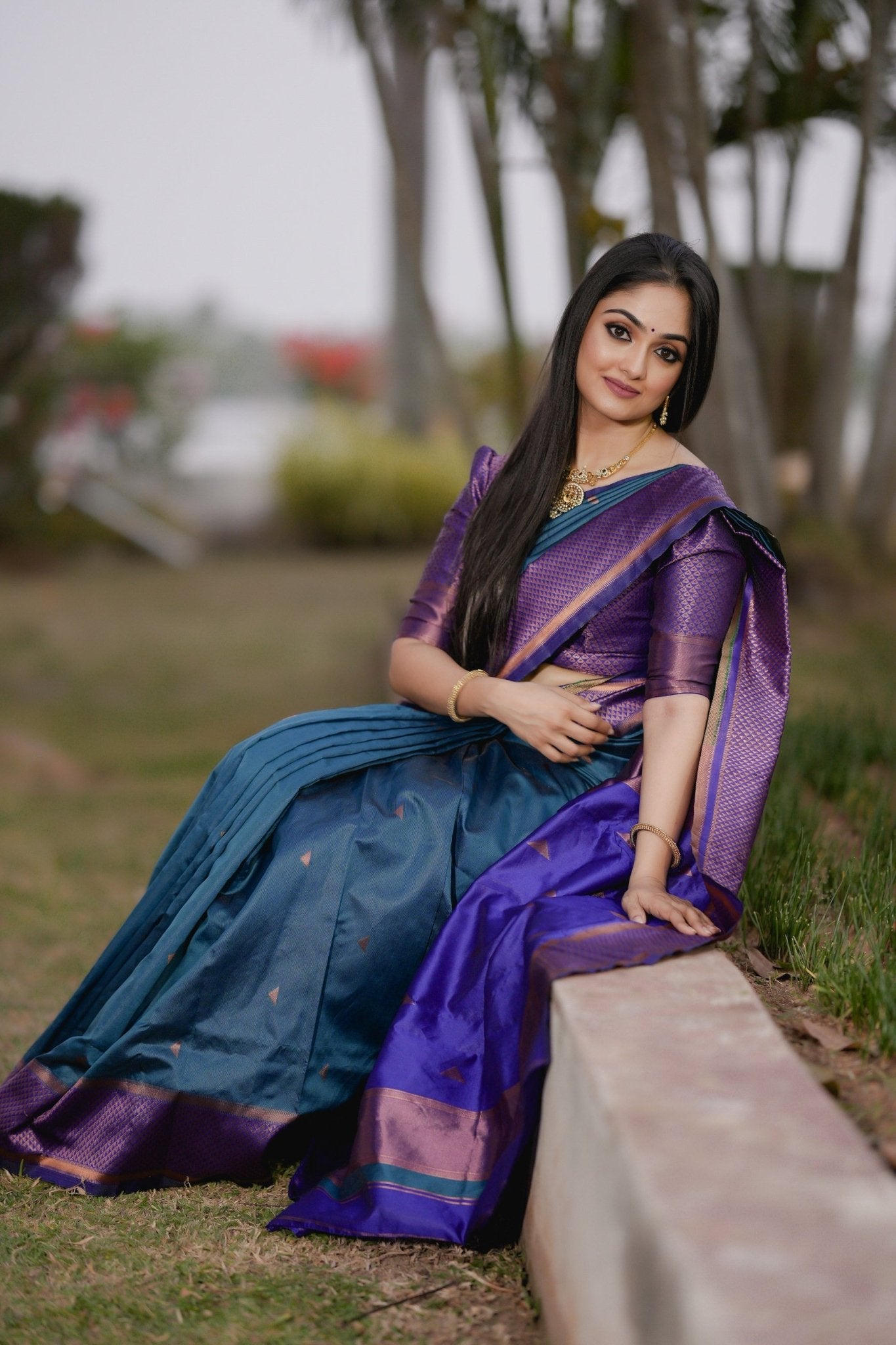 Pure Kanjivaram Silk Saree Stylish Blouse Piece - Almaari Fashion