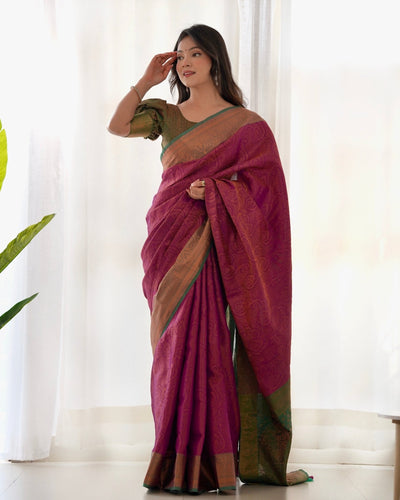 Pure Kanjivaram Silk Saree Weaved With Copper Zari - Almaari Fashion