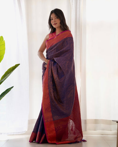 Pure Kanjivaram Silk Saree Weaved With Copper Zari - Almaari Fashion