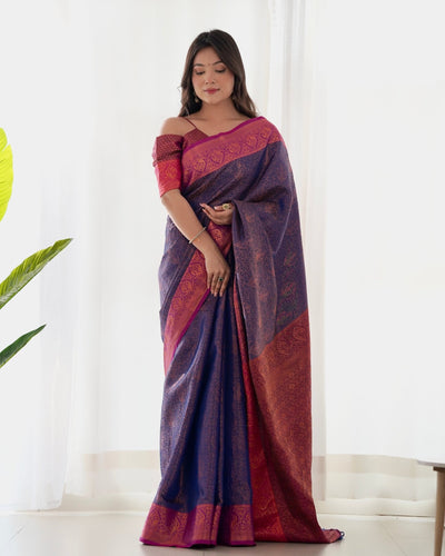 Pure Kanjivaram Silk Saree Weaved With Copper Zari - Almaari Fashion