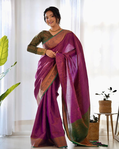 Pure Kanjivaram Silk Saree Weaved With Copper Zari - Almaari Fashion