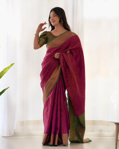 Pure Kanjivaram Silk Saree Weaved With Copper Zari - Almaari Fashion